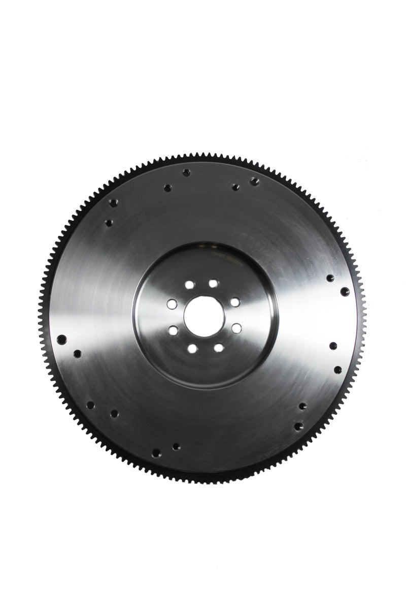 McLeod Racing steel flywheel for GM LSA motor, 8-bolt crank, aftermarket performance part with machined surface and bolt holes.