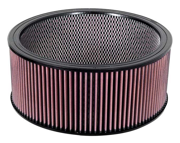 K&N Engineering 14-inch OD custom drop-in air filter with 12-inch ID and 6-inch height showing the pleated filter element