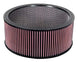K&N Engineering 14-inch OD custom drop-in air filter with 12-inch ID and 6-inch height showing the pleated filter element