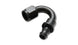 Vibrant -6AN push-on 150 degree hose end fitting for automotive fluid connections, made of durable metal with vibrant finish.