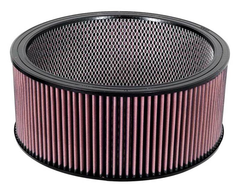 K&N Engineering custom 14-inch OD drop-in air filter with 12-inch interior diameter and 6-inch height for optimal engine airflow.