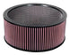 K&N Engineering custom 14-inch OD drop-in air filter with 12-inch interior diameter and 6-inch height for optimal engine airflow.