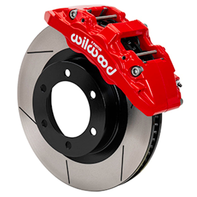 Wilwood Aero6-DM front brake kit for 2022 Toyota Tundra and LC300 with red rotors and brake lines, big brake kit for enhanced stopping power.