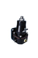 Aeromotive billet black fuel pressure regulator with dual -6 inlets and -6 return fitting for EFI bypass systems.