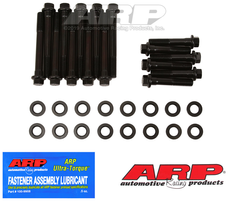 ARP SB Chevy 4 Bolt Main Bolt Kit with high-strength studs and bolts for engine assembly, detailed view of the kit components.