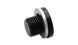 Vibrant M14 x 1.5 metric aluminum port plug with crush washer, fitting for automotive or industrial use