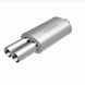 MagnaFlow stainless steel muffler with tip, 14x5x8 inches, featuring dual inlet and outlet pipes, for enhanced exhaust performance.