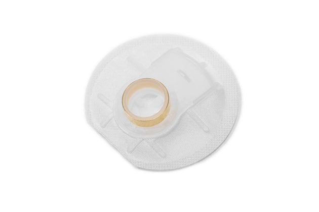 Radium Engineering fuel pump inlet filter sock with 19mm ID fitting, designed for automotive fuel systems.