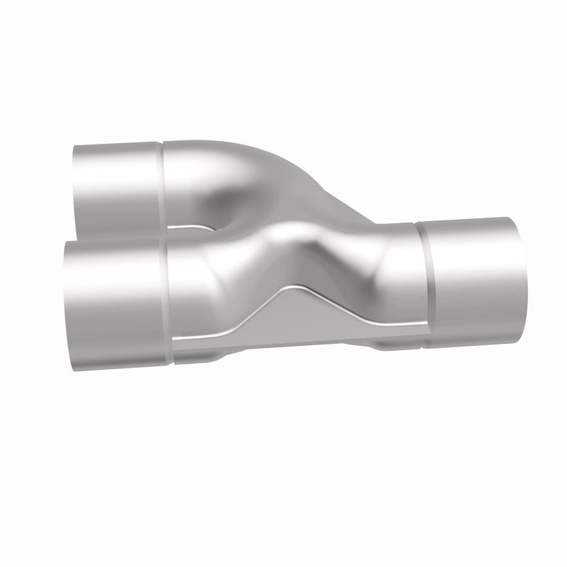 MagnaFlow Y Pipe, 2.50-inch stainless steel smooth transition, 90-degree angle for automotive exhaust systems.