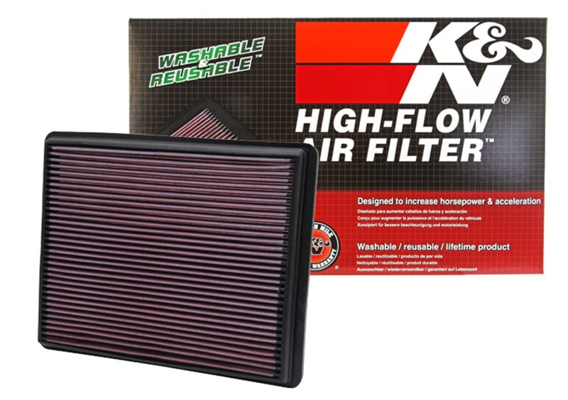 K&N drop-in air filter for Cadillac 2002-2004, Chevy/GMC pickups 1999-2010, Jeep 1999-2001, designed for improved airflow and filtration.