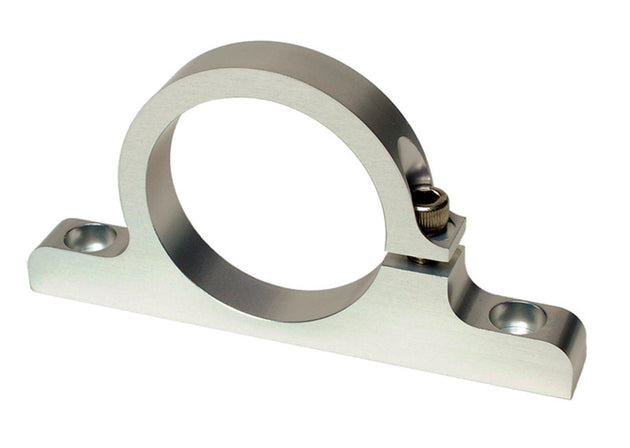 Aeromotive billet filter bracket for fuel filters 12301 and 12304, made of durable metal, shown mounted on a vehicle.