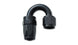 Vibrant -20AN 180-degree elbow hose end fitting in black, with threaded ends and smooth curved design for fluid connection.