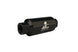 Aeromotive AN-10 black inline fuel filter with 100 micron filtration showing the compact, black filter body and inlet/outlet fittings