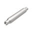 MagnaFlow muffler with 3.5-inch diameter and 18-inch length, featuring dual 2.25-inch inlet and outlet pipes for vehicle exhaust.
