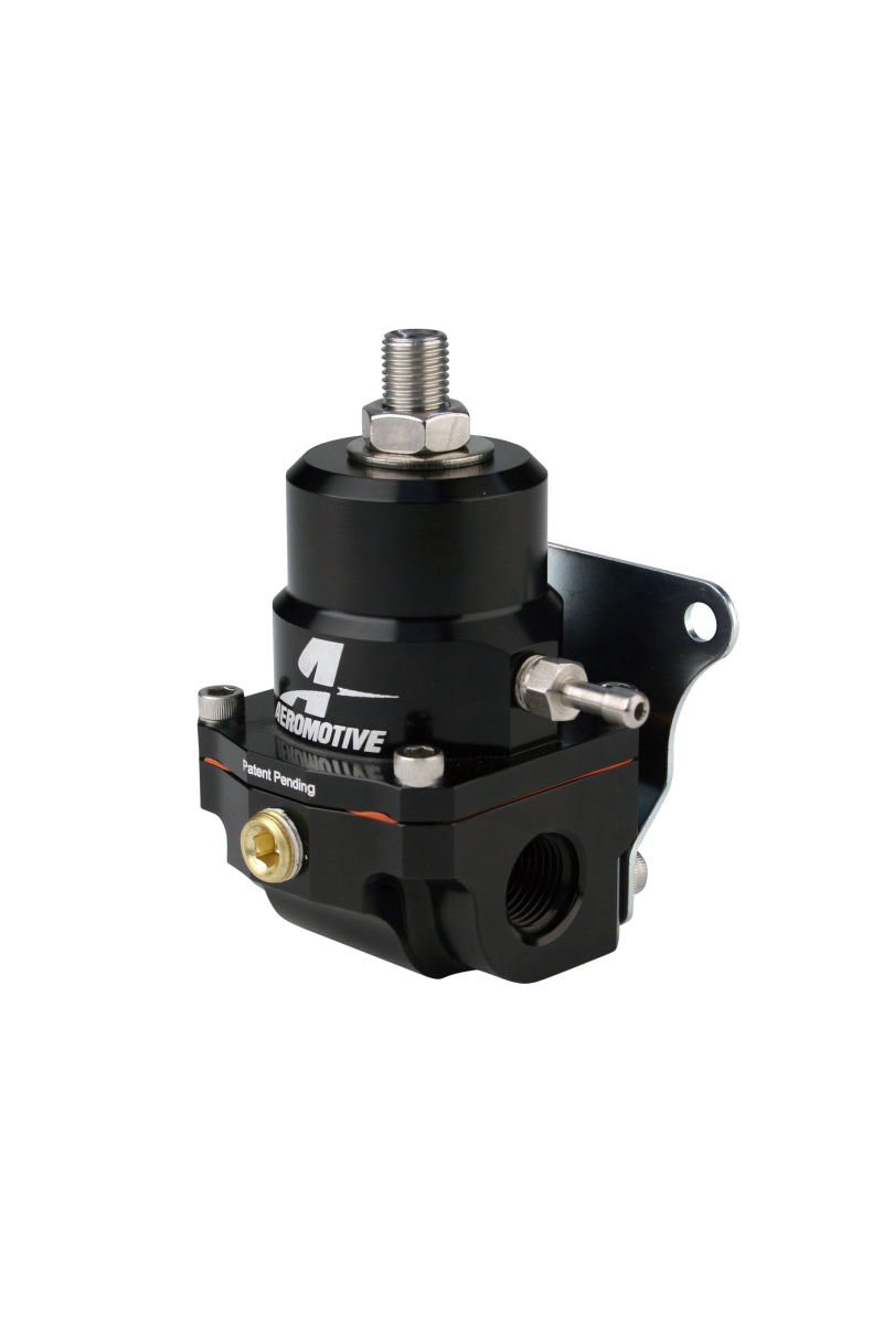 Aeromotive A1000 adjustable EFI fuel pressure regulators with -6 inlet and return fittings, shown from the side.