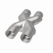 MagnaFlow Smooth Trans X 2.5/2.5 X 12 stainless steel exhaust X pipe showing polished metal and welded joints.