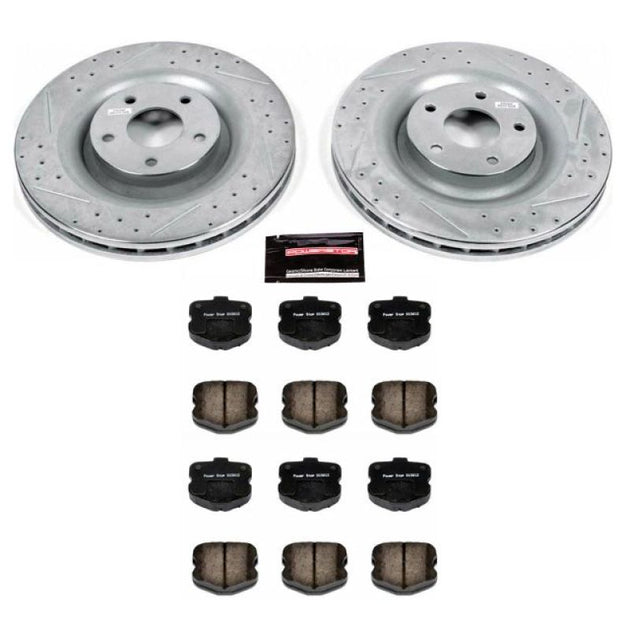 PowerStop Chevrolet Corvette front Z23 Evolution sport brake kit with performance brake rotors and pads, installed on a 2006-2013 Corvette.