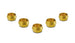 Set of five Vibrant Brass Olive Inserts, 1/2 inch fittings, shown in a close-up image highlighting their metallic finish and size.