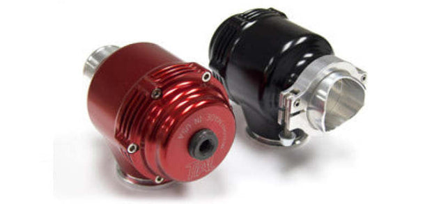 Black TiALSport QRJ BOV blow off valve with 1.5 PSI spring, showcasing its sleek design and compact build.