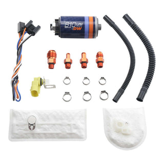 DeatschWerks DW810 Brushless Series fuel pump in-tank with installation kit, 810 liters per hour capacity, for automotive fuel systems.