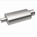 MagnaFlow stainless steel muffler with tip, 14x5x8 inches, featuring dual inlet and outlet pipes for automotive exhaust systems.