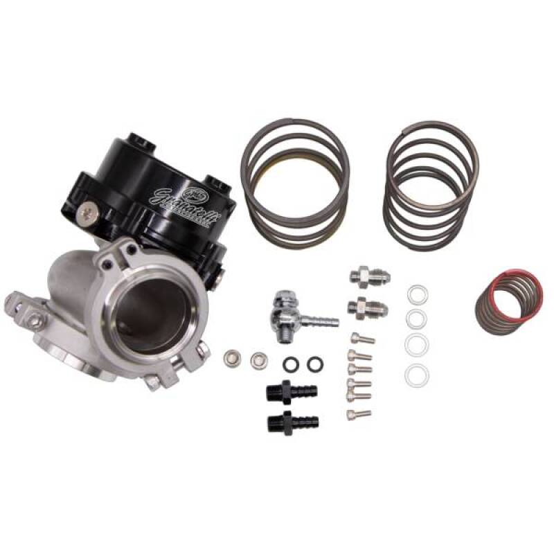 Granatelli Motor Sports 60mm traditional diaphragm water-cooled wastegate showing metallic body and connection ports.