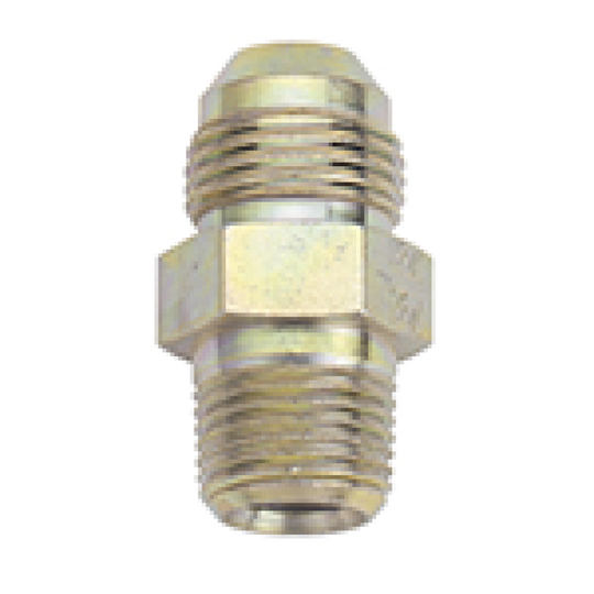 Fragola steel straight adapter with -4AN to 1/4 NPT fitting, showing the threaded steel fitting for automotive or plumbing use.