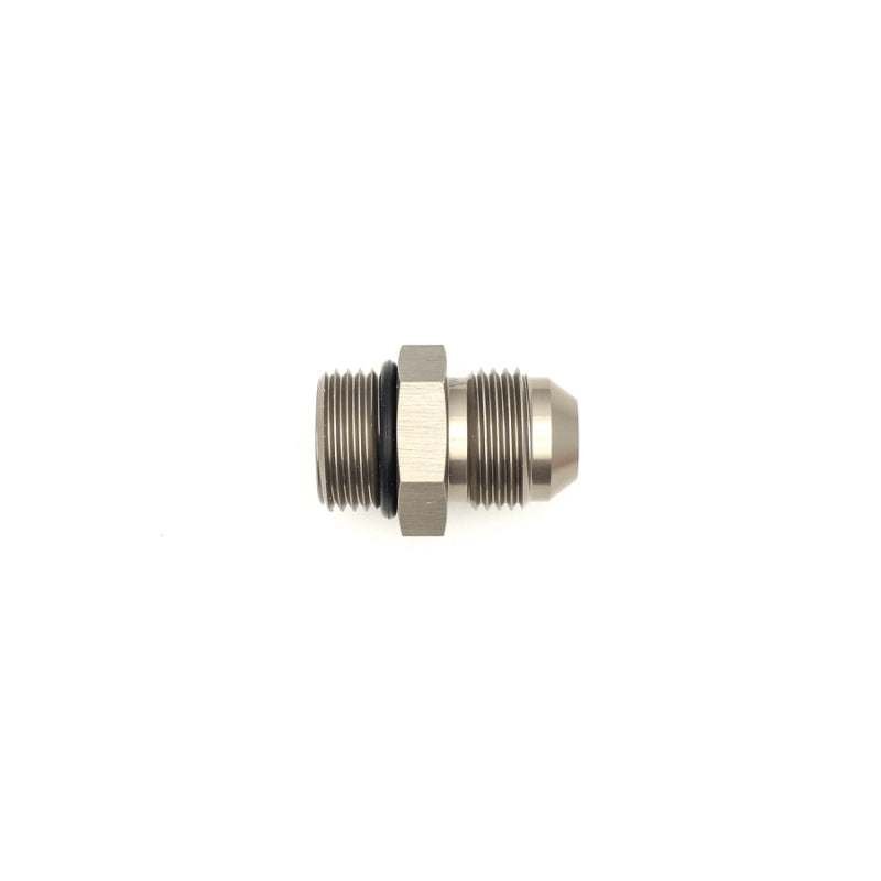 DeatschWerks 8AN ORB male to 8AN male fitting adapter with O-ring for fuel or oil line connections.