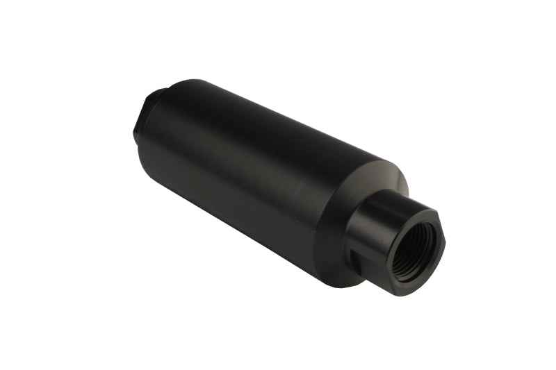 Aeromotive Marine AN-12 fuel filter with 100 micron stainless steel element, designed for marine fuel filtration.