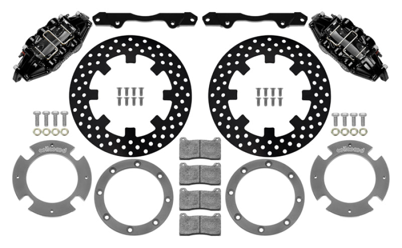 Wilwood 17-21 Can-Am X3RS black 6-piston rear brake kit with drilled rotors, 11.25-inch performance brake system.