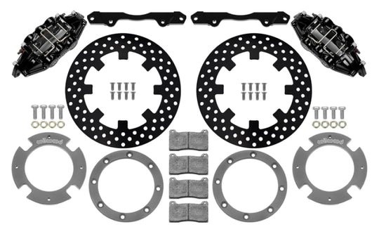 Wilwood 17-21 Can-Am X3RS black 6-piston rear brake kit with drilled rotors, 11.25-inch performance brake system.
