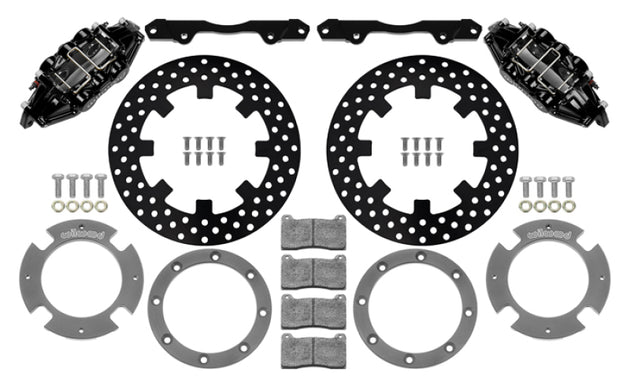 Wilwood 17-21 Can-Am X3RS black 6-piston rear brake kit with drilled rotors, 11.25-inch performance brake system.
