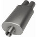 MagnaFlow stainless steel muffler with tip, 14x5x8 inches, featuring dual inlet sizes 2.25 and 3 inches, for vehicle exhaust.