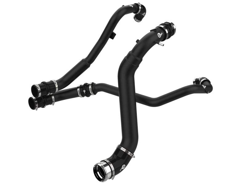 aFe BladeRunner aluminum hot and cold charge pipe kit in black for Ford F-150 V6 2.7L intercooler upgrade, heat-resistant engine components