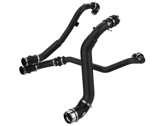 aFe BladeRunner aluminum hot and cold charge pipe kit in black for Ford F-150 V6 2.7L intercooler upgrade, heat-resistant engine components