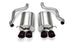 Black CORSA Performance axle-back exhaust for Chevrolet Corvette C6 2005-2007 with 6.0L V8 engine, sporty and durable design.