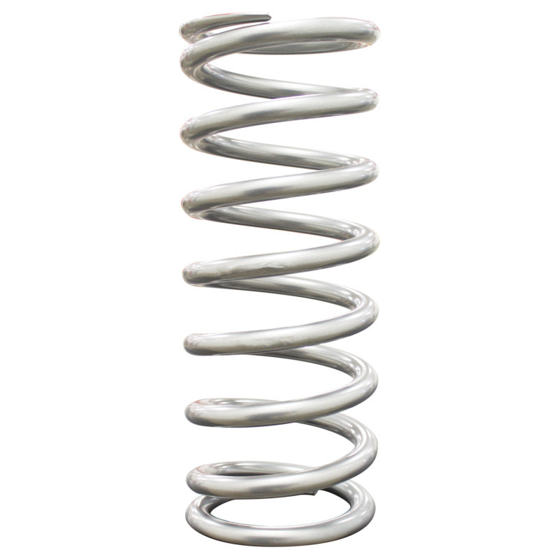 QA1 high travel coilover spring, 2-1/2 inch ID, silver powder-coated, 10-inch length, 200 lbs/in resistance, for suspension systems