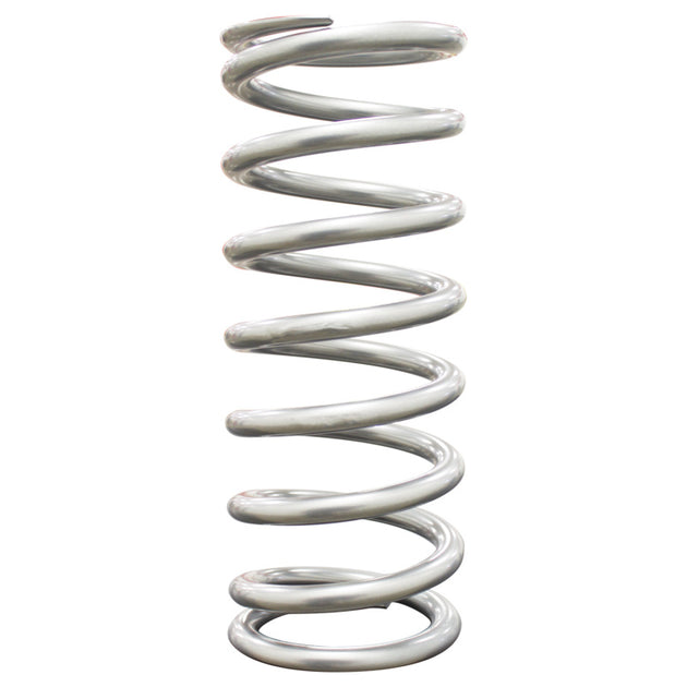 QA1 2-1/2 inch ID high travel coilover spring in silver powder coat, 10 inches long, 375 lbs/in spring rate, for suspension systems.