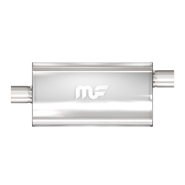 MagnaFlow Mag SS muffler with 22x5x11 inch dimensions and 2.5-inch outlet, designed for vehicle exhaust systems