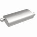 MagnaFlow Mag SS muffler with 22x5x11 inch dimensions and 3x3 inlet/outlet, stainless steel construction, shown on a vehicle exhaust system.