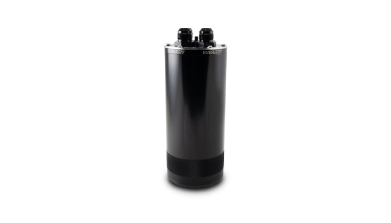 Vibrant large 2.0L 4-port oil catch can assembly for automotive engines, showing the metal body and inlet/outlet ports.