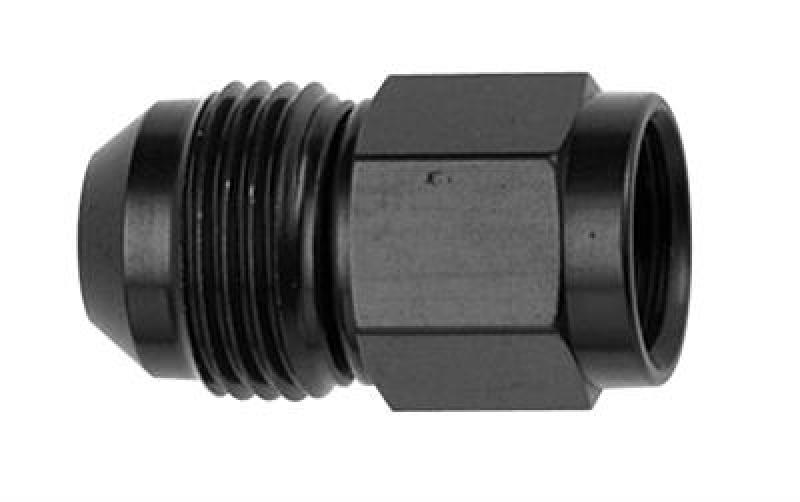 Fragola black -4AN nut and -6AN male flare expander fitting for automotive or racing applications.