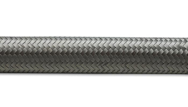 Vibrant -4 AN SS braided flex hose in 10-foot roll, showing durable stainless steel braided exterior and flexible hose design.