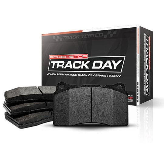 PowerStop racing brake pads for Cadillac ATS 2016-2019, front track day brake pads with detailed metal backing and friction material