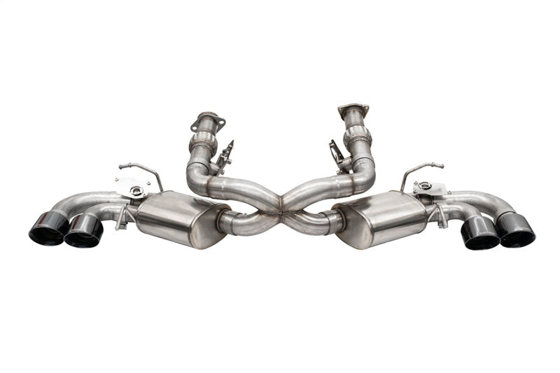 CORSA Performance Corsa 20-25 Corvette C8 cat-back exhaust system with 3-inch valved pipes and 4.5-inch black quad tips.