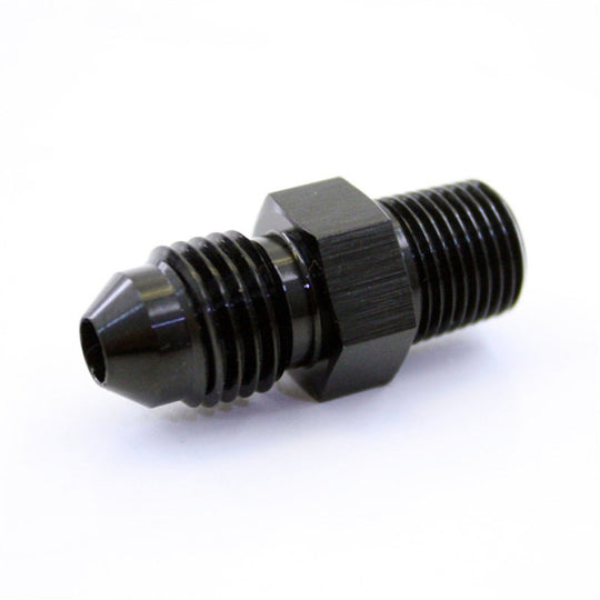 Nitrous Express 4AN to 1/8 NPT straight fitting for fuel or nitrous systems, made of durable metal with precise threading.
