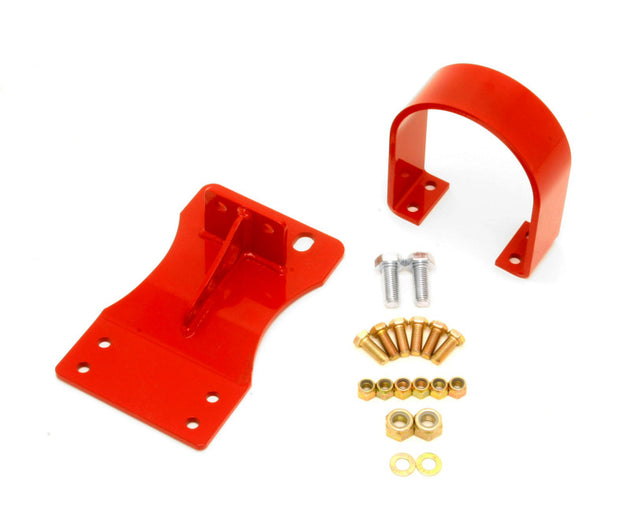 BMR 10-15 5th Gen Camaro V8 auto front driveshaft safety loop in red, made of durable steel for vehicle safety and stability