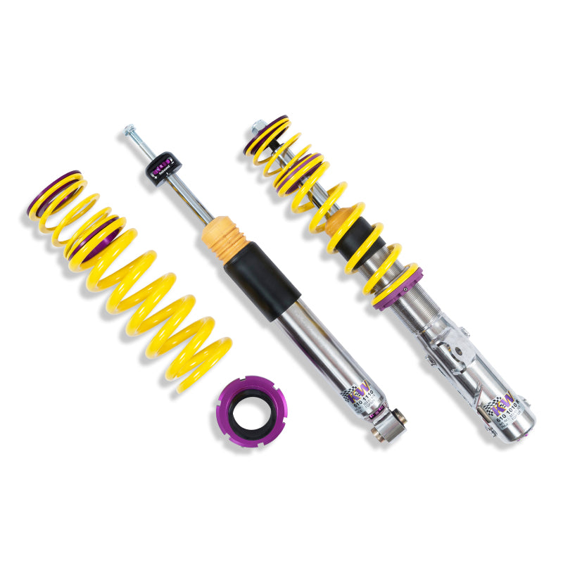 KW Coilover Kit V3 for 2016+ Chevy Camaro 6th Gen, adjustable coilovers without electronic dampers, shown installed on vehicle.