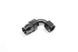 Radium Engineering -8AN black PTFE hose end fitting with 90-degree angle, designed for high-performance fuel and fluid connections.
