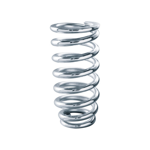 Chrome-plated QA1 3-1/2 inch ID tapered coilover spring, 8 inches long, rated at 700 lbs per inch.